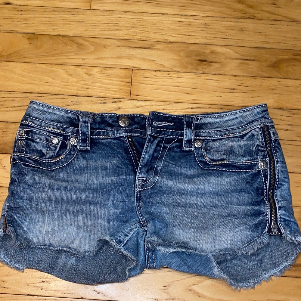Miss Me Distressed Blue Jean Shorts